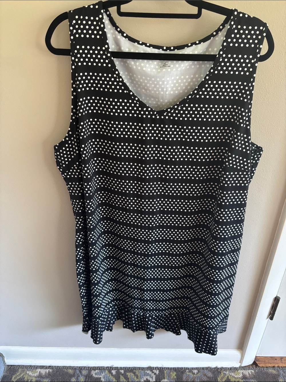 Lands' End Black & White V-Neck Polka Dot sundress or swim coverup